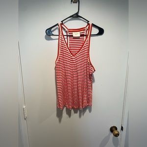 XL Maeve Dark Orange Striped Racerback Tank